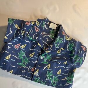 Cuties by judy size 9 months short sleeve button Boats Palm Trees